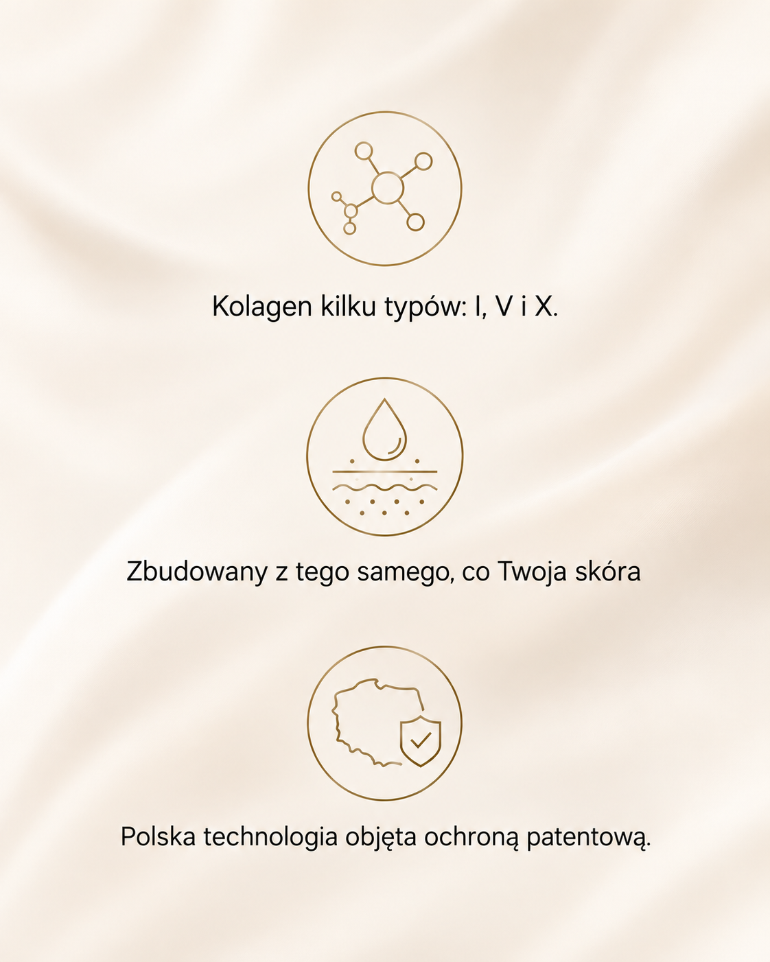 Kosmetyki i Suplementy OVILINE powstają z czystej błony skorupki jaja kurzego – materiału zawierającego dokładnie te same składniki, z których zbudowana jest skóra: kolagen kilku typów (w tym I, V i X), kwas hialuronowy i elastynę, a także glukozaminę i siarczan chondroityny – w naturalnych proporcjach.