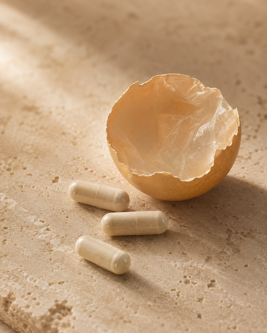 Suplement diety z czystą błoną skorupki jaja kurzego (500 mg), z cynkiem, miedzią i witaminą C. 60 kapsułek pullulanowych. Polska marka OVILINE, dla wegetarian.
Pure egg membrane beauty, błona skorupki jaja, suplement, kolagen dla wegetarian, suplement na skórę włosy paznokcie.
Pure egg membrane joints, błona skorupki jaja na stawy, kolagen na stawy dla wegetarian, suplement na stawy i chrząstki.
